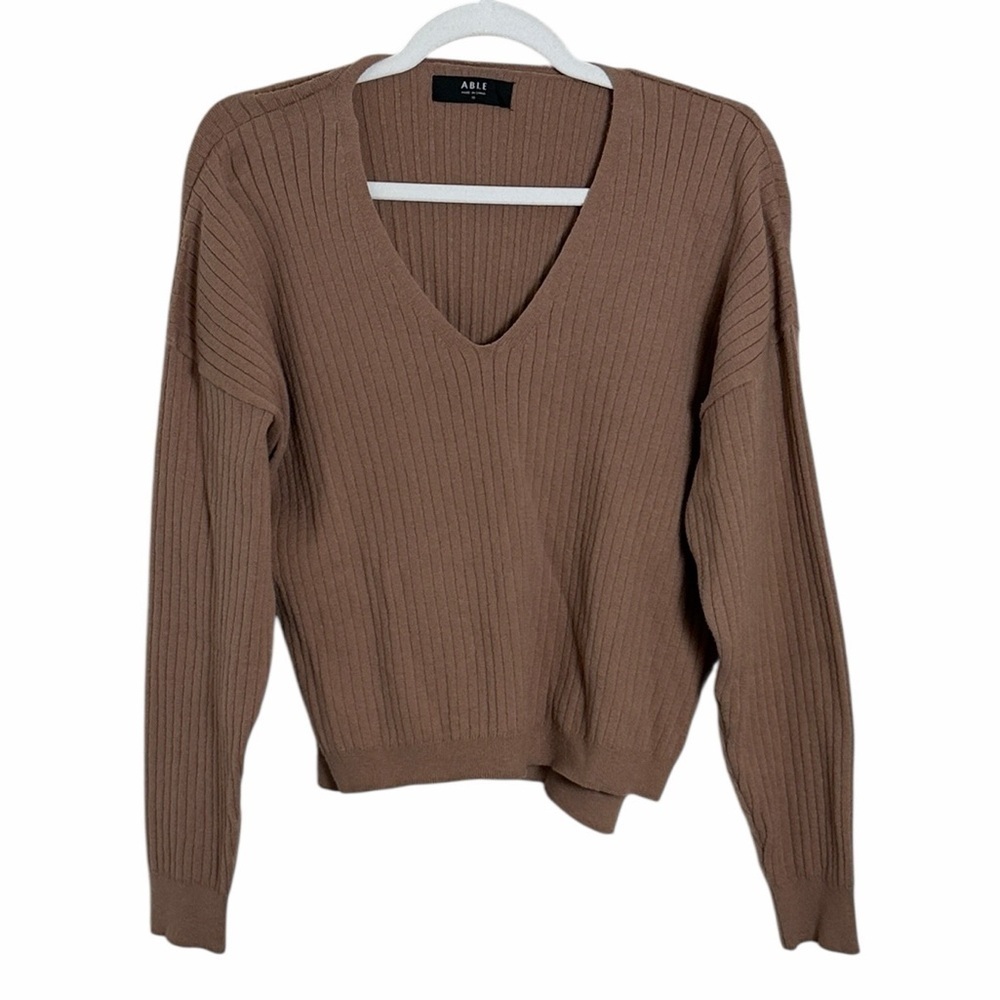 Able Brown V Neck Sweater Size XS